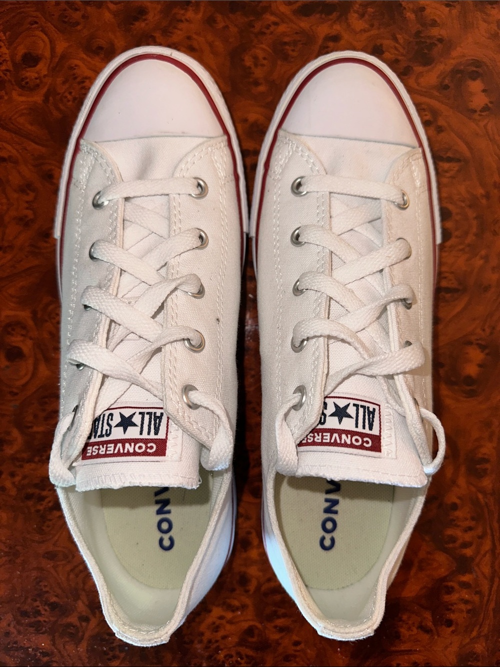 Converse White Sneakers with Red Trim - bought as a women’s Low Top